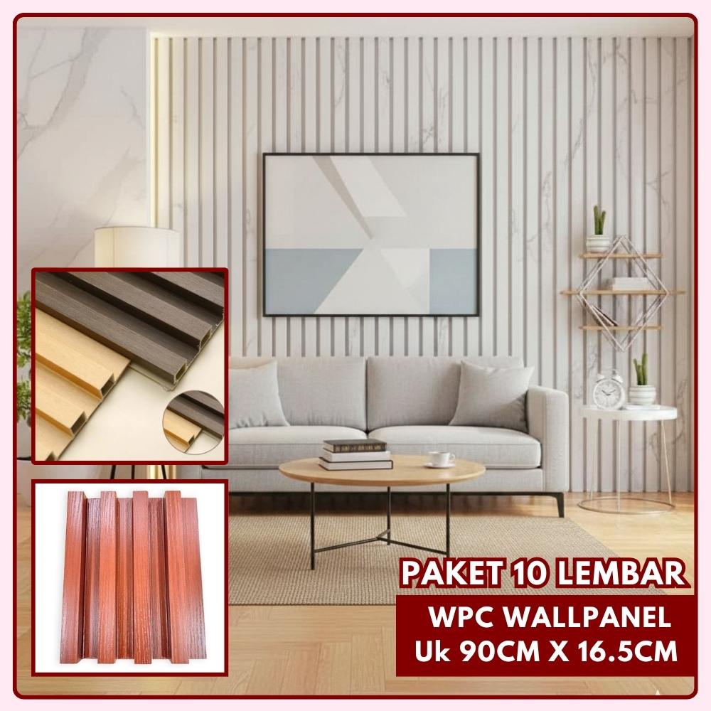 Wall Panel PVC Wall Panel WPC Hiasan Dinding Rumah Aesthetic Wood Panel Motif Kayu Paket 10 PCS