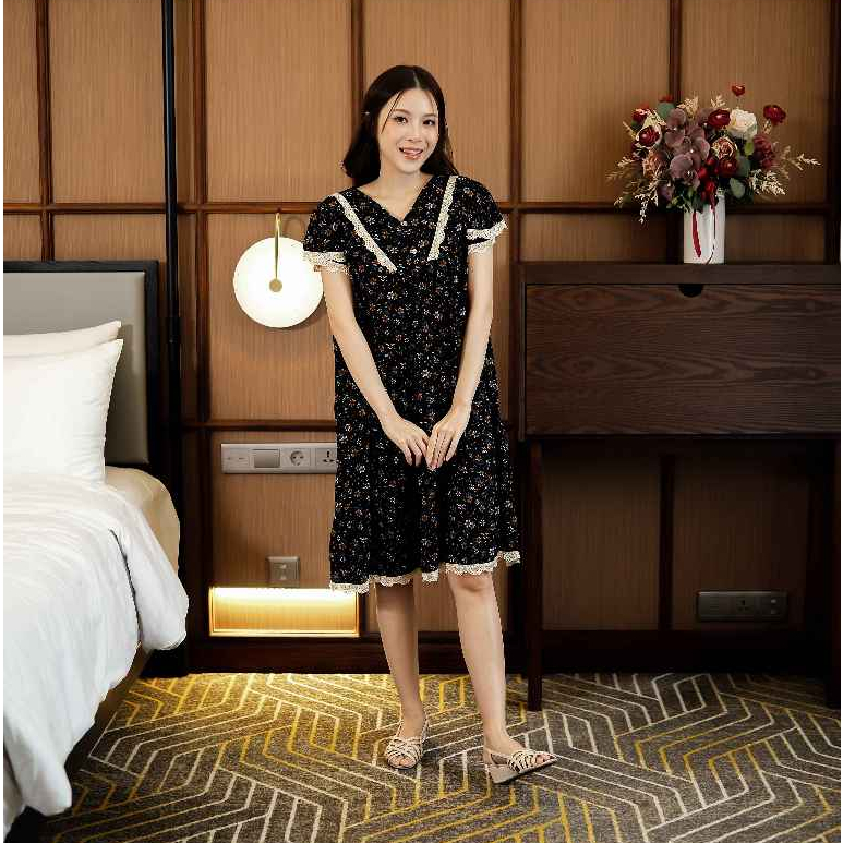 RUBY Homedress Rayon Premium Original Kombinasi Renda Busui Friendly Nyaman Dipake