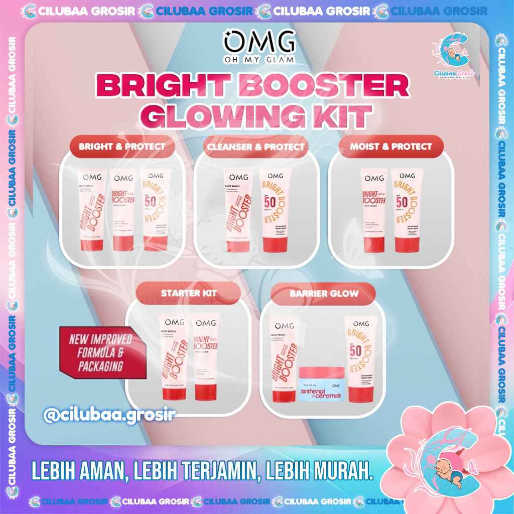 OMG Oh My Glow Bright Booster Glow Kit || OMG Bundling Skincare || Paket Perawatan Wajah || Bright P