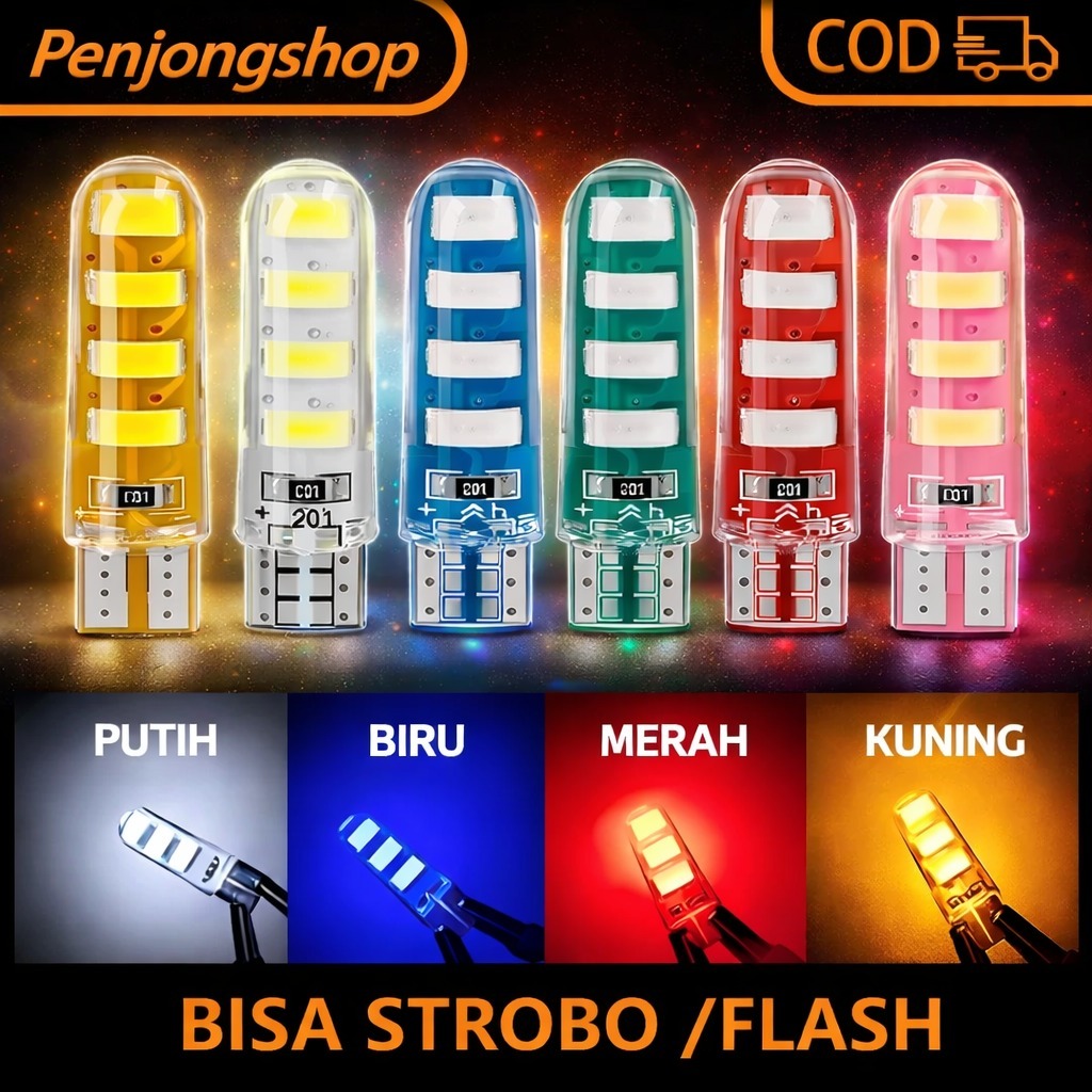 Lampu LED T10 Jelly 6 LED Mata Kedip Flash kedip Lampu Senja Flash Kedip 6LED Motor Mobil Kedip Flas