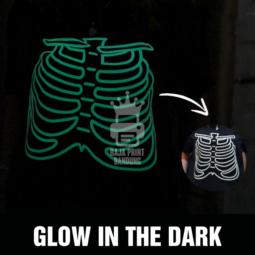 Sablon Kaos Glow In The Dark DTF Menyala Di Gelap Meteran Sablon Digital Print (Bukan Polyflex)