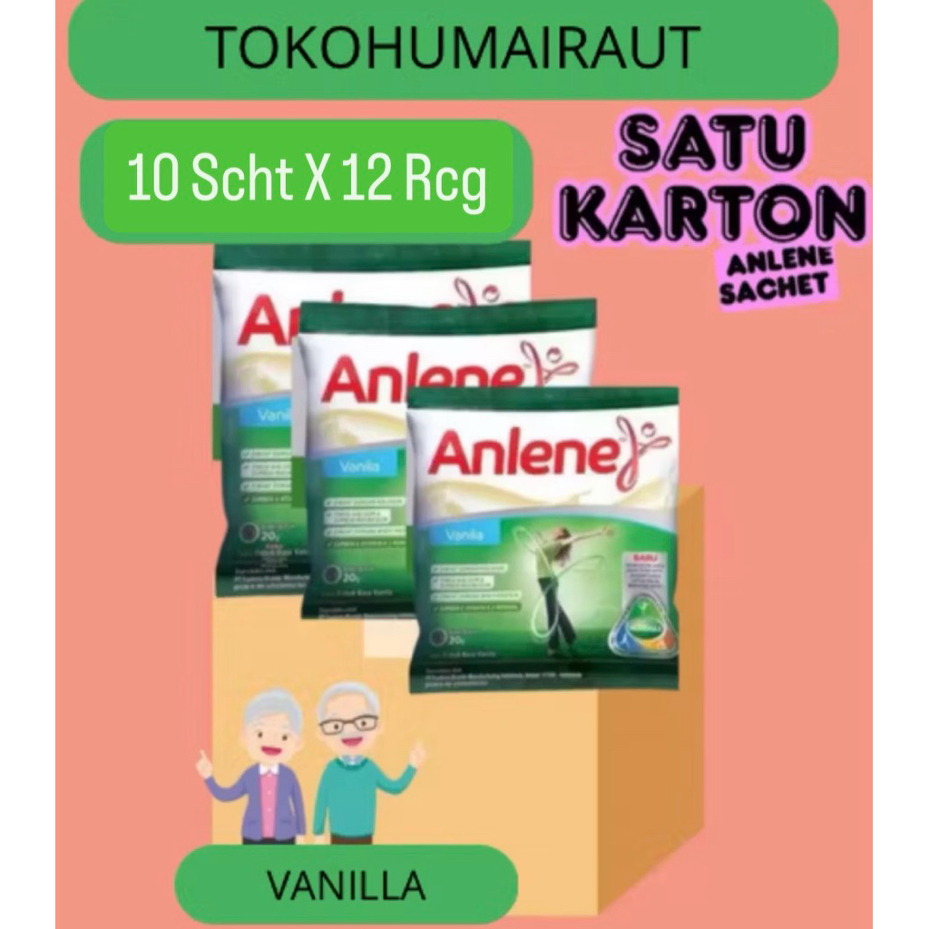 {1 KARTON} ANLENE SACHET ACTIFIT 10 Sachet X 12 Renceng VANILLA COKLAT | Susu orang tua dewasa