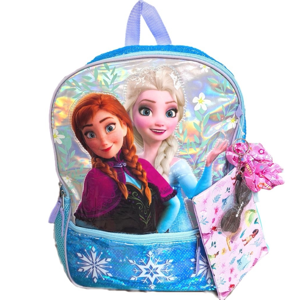 Tas Ransel Sekolah Anak Disney Frozen Elsa Anna Biru Sequin Borci SD Backpack Perempuan Original Lav