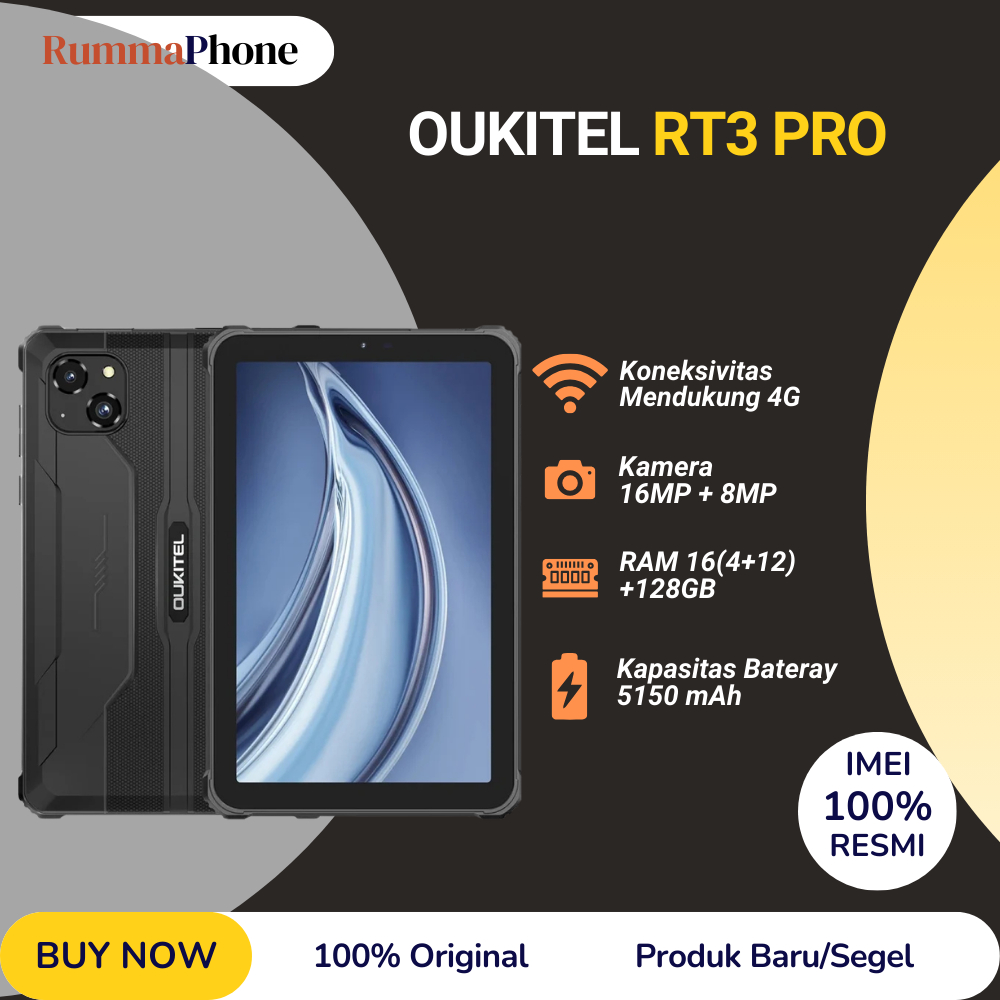 OUKITEL RT3 PRO 4G Rugged tablet 16GB/128 8.0" IPS LCD MediaTek G81 5150mAh 10W NFC Android 14