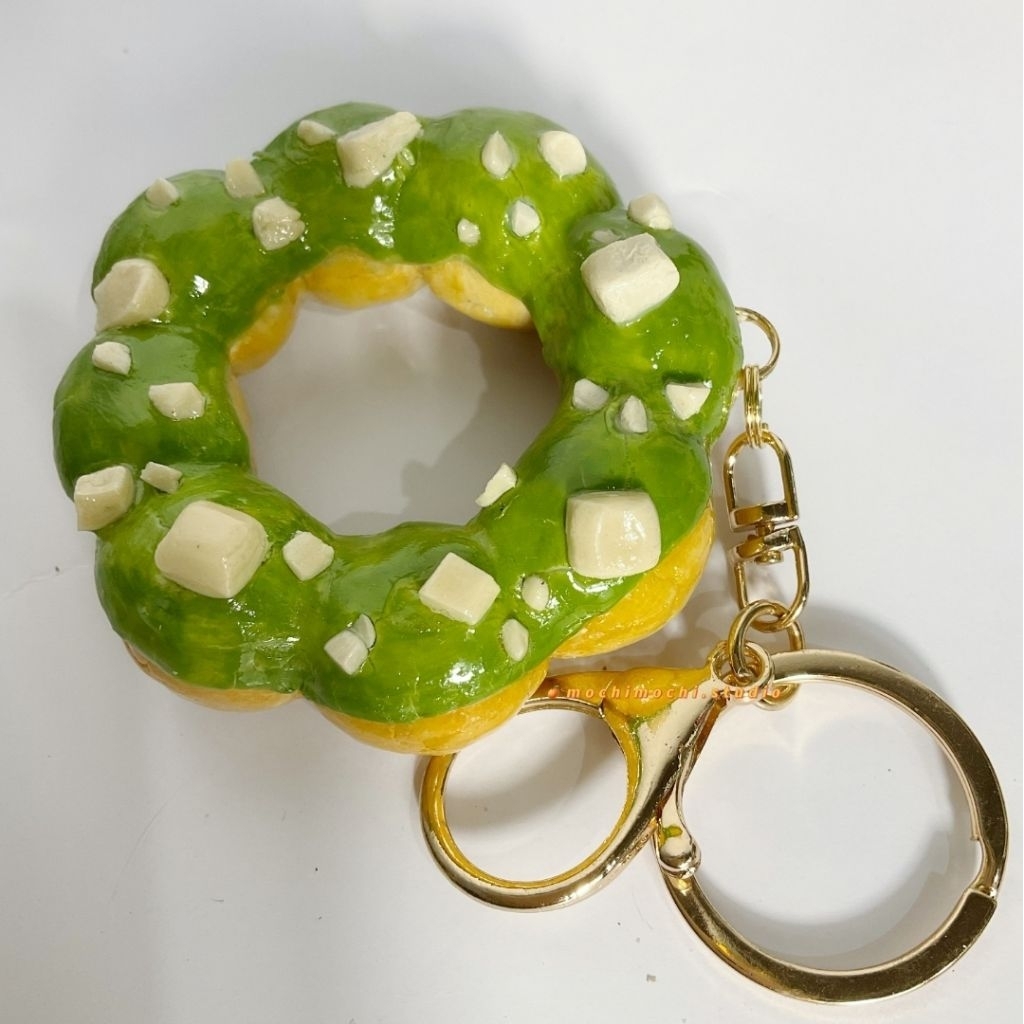 [BISA CUSTOM] Keychain Donat Bunga Rasa Matcha Jepang Gantungan Kunci Ganci Keyring Bagcharm Handmad