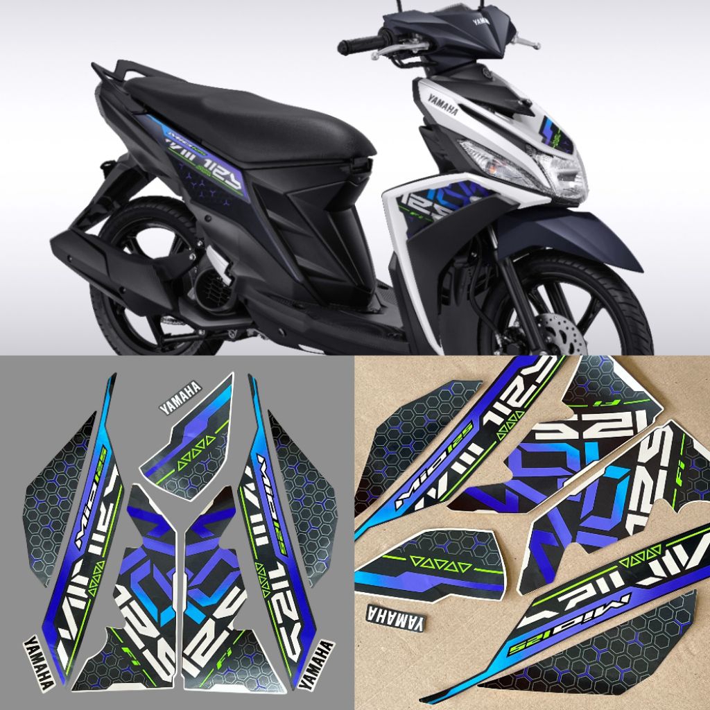 Striping Lis Decal Standar ORI Yamaha Mio M3 2025 2026 Hitam putih Striping Mio M3 2025 Stiker Yamah