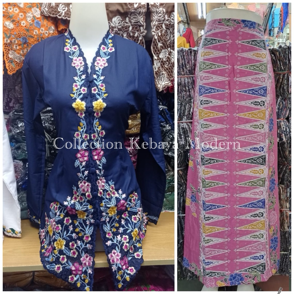 set kebaya encim katun bordir premium / kebaya wanita kekinian / kebaya encim jumbo / encim katun to