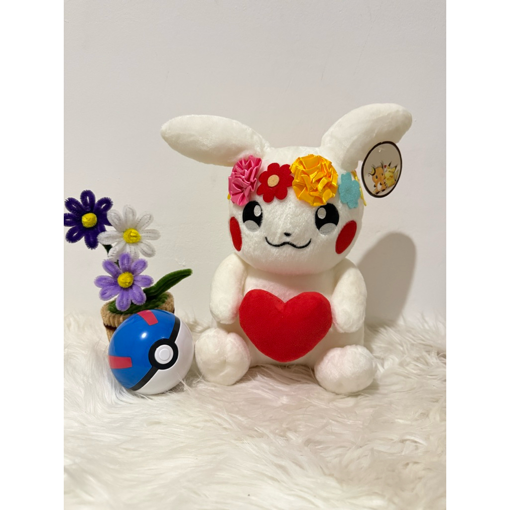 BONEKA WHITE PIKACHU WITH FLOWER CROWN (BACA DESKRIPSI)