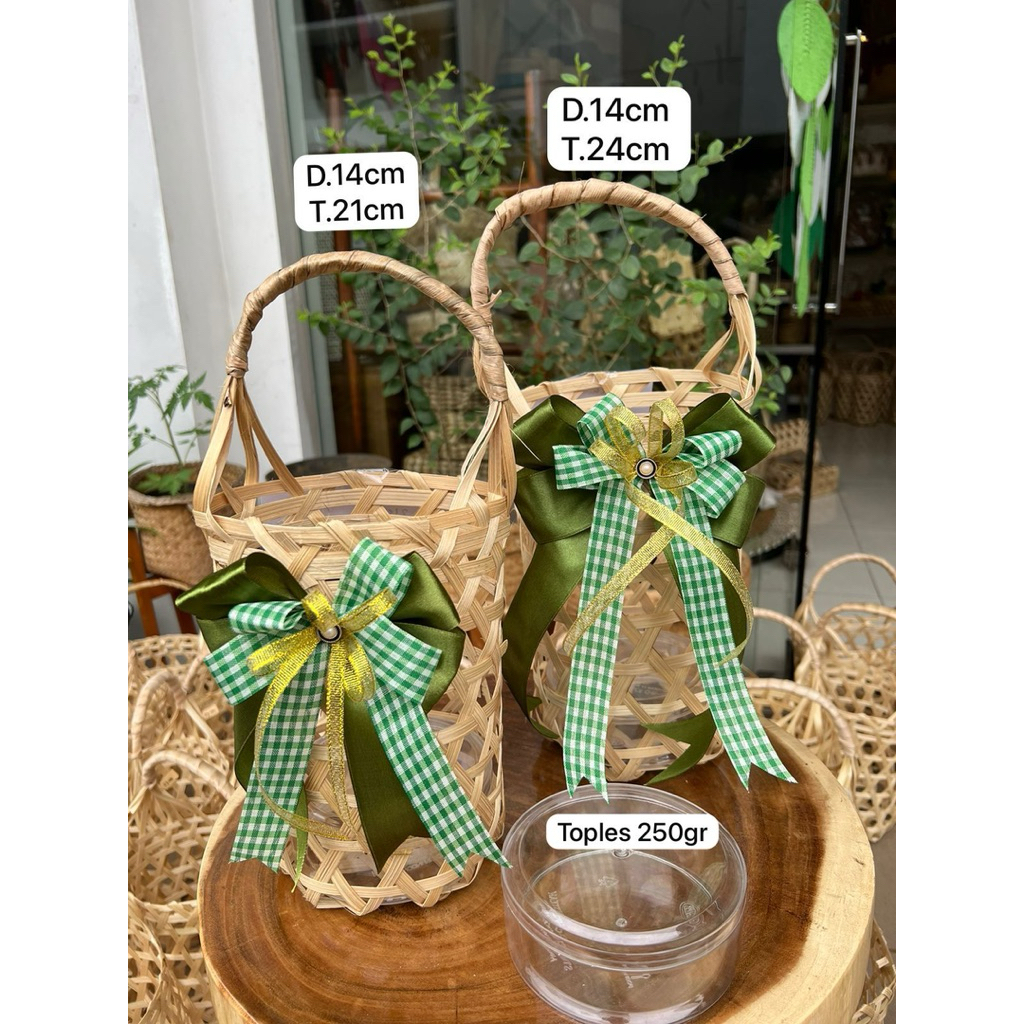 Tas Hampers Bambu / Tas Anyaman Bambu / Tas Bulat Bambu AB25