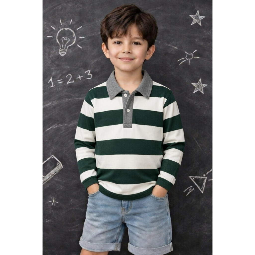 Kaos Kerah Anak Motif Salur