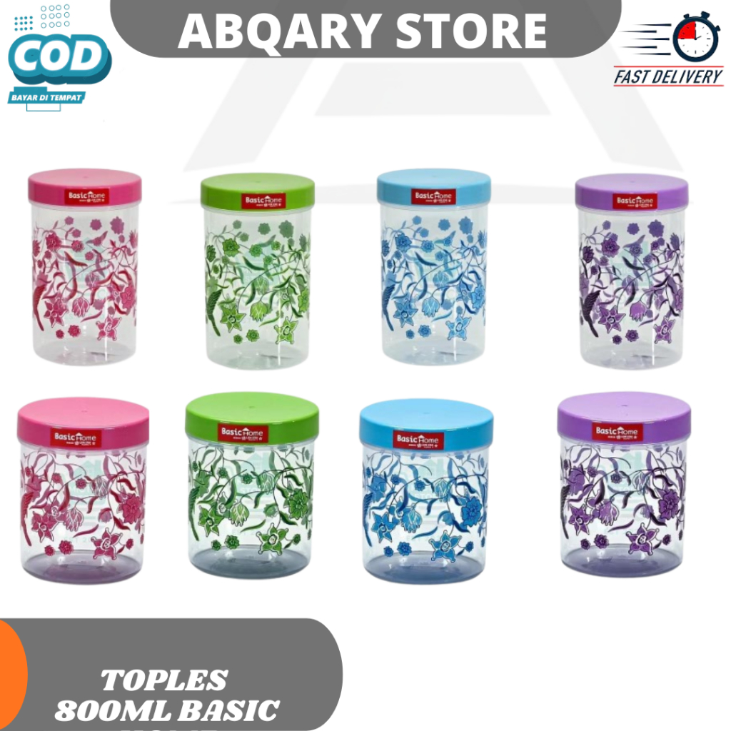 Toples Kue Lebaran 800ml Basic Home toples Kue Kering Plastik Tebal