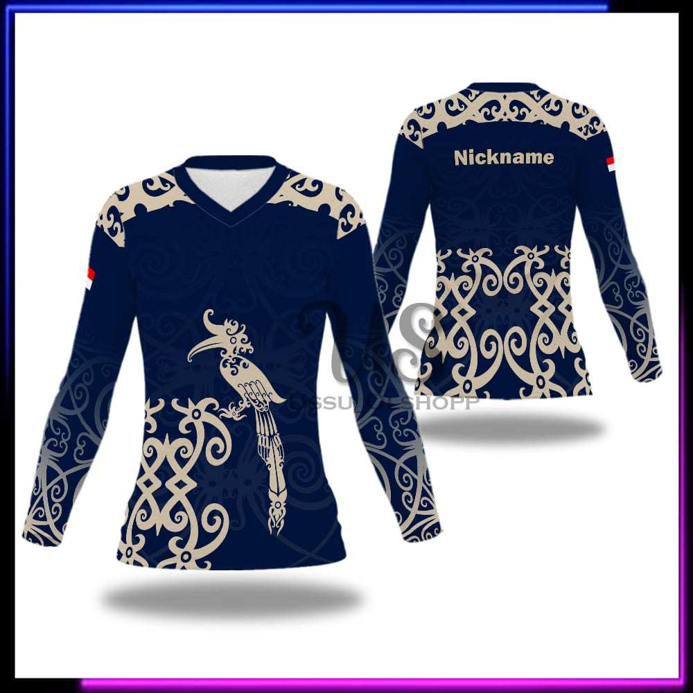 Baju Batik Dayak /Kaos Wanita Kalimantan Lengan Panjang