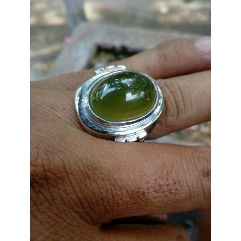 Cincin Bio Solar Aceh Natural HQ – Hijau Lumut Glow – Ring Titanium Pria Solid