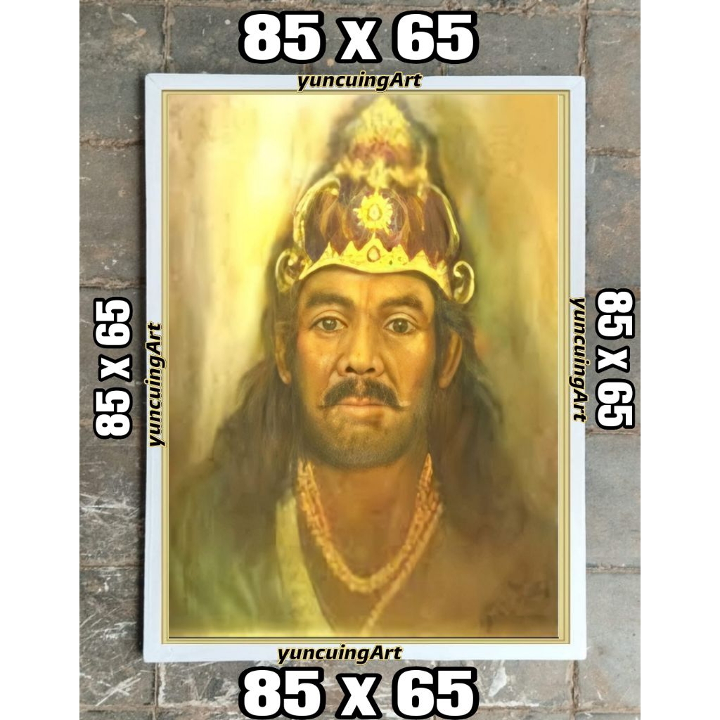 hiasan dinding lukisan cetak syekh Subakir & jayabaya plus bingkai ukuran 85*65