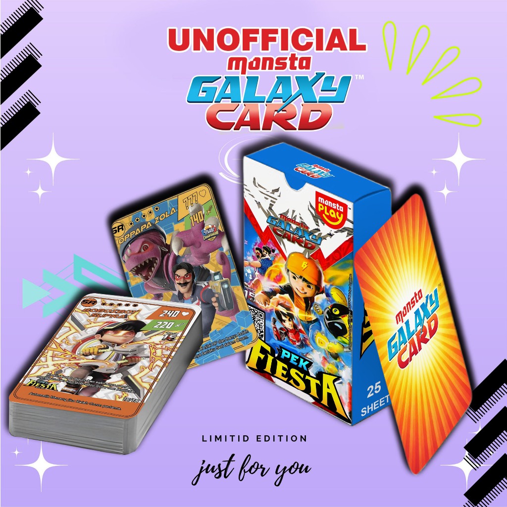 HOMEMADE KARTU/KAD PEK FIESTA BOBOIBOY MONSTA GALAXY CARD (MGC) PREMIUM 25 SHEET
