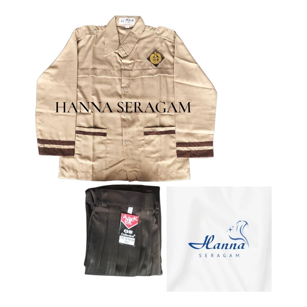 Stelan baju Pramuka siaga lengen panjang dan rok Pramuka/SD/MI/TK seragam sekolah