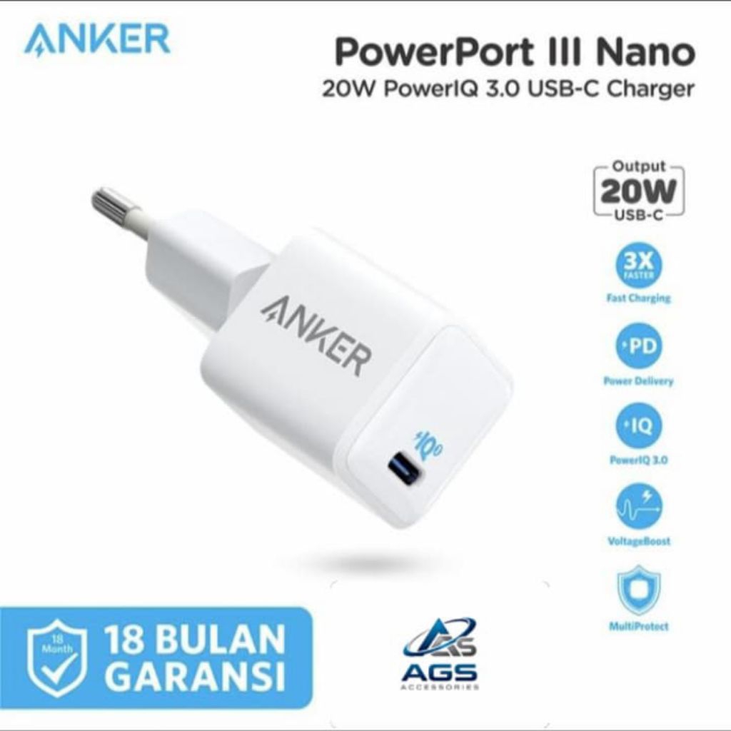 Anker PowerPort III Nano 20W USB-C Adapter Apple iPhone 12 Pro - A2633