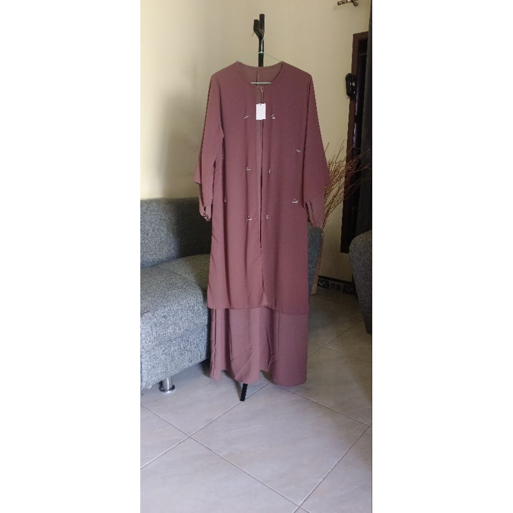 sabrina dress gamis dewasa mauve AIO