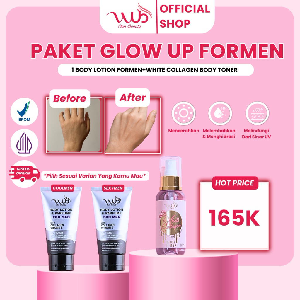WUB Paket Glow Up For Men – Body Toner & Lotion Maskulin | Pilih Varian Cool Man atau Sexy Man