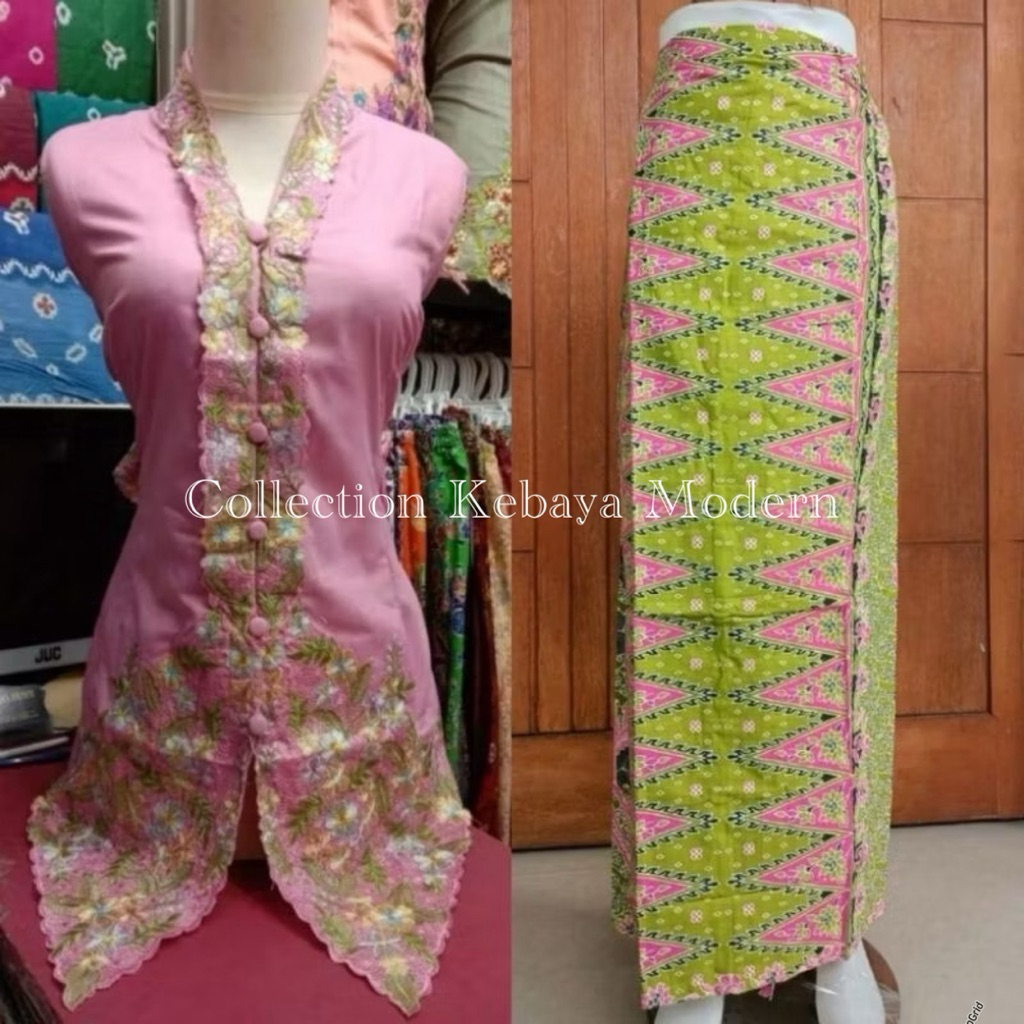 set kebaya encim katun bordir premium / kebaya encim tangan panjang / encim kebaya jumbo