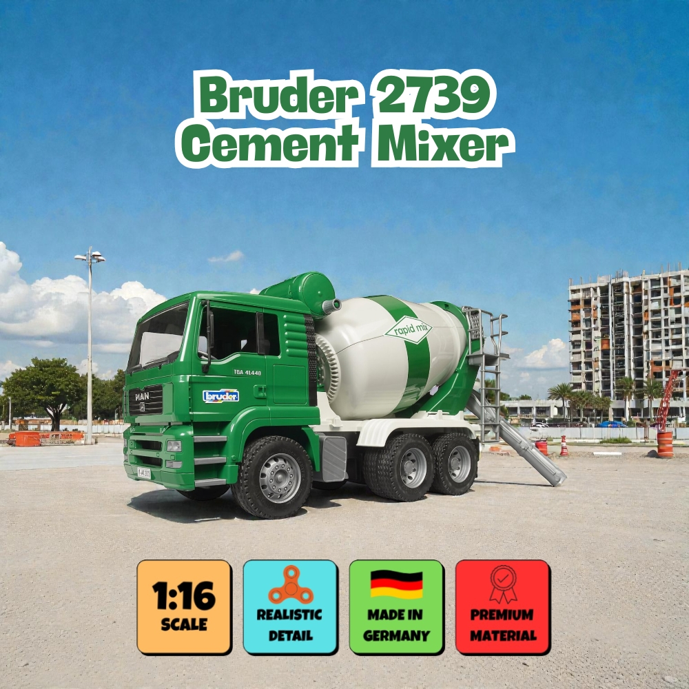 Bruder 2739 MAN TGA Cement - Mainan Miniatur Truk Molen Pengaduk Semen