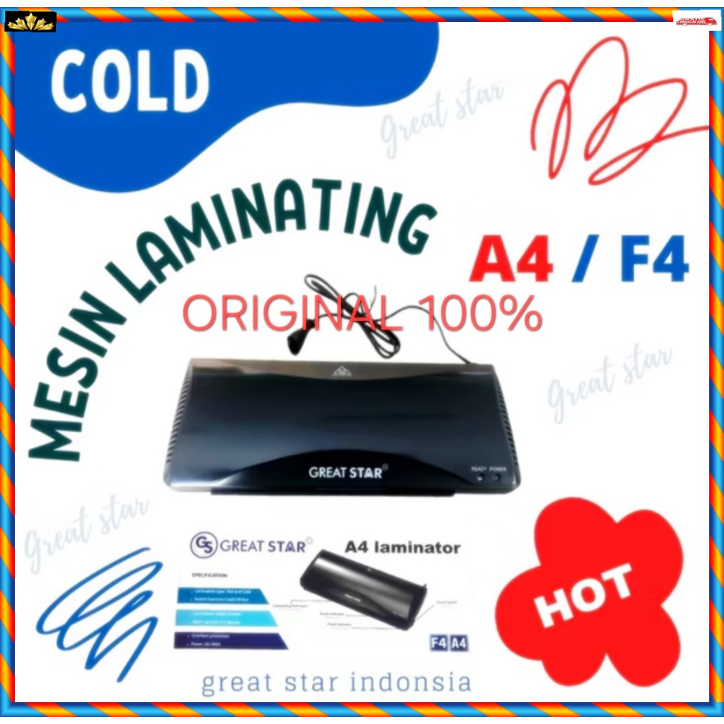 Q90 MESIN LAMINATOR LAMINATING PRESS KERTAS PLASTIK PRES DOKUMEN ORI 100% PANAS DINGIN MAX UKURAN A4