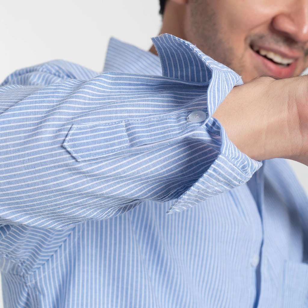 Kemeja Garis Pria Luxton Stripes Cotton Lengan Panjang ANG