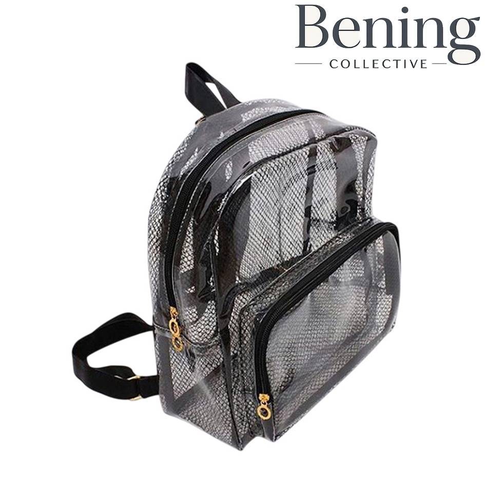 Tas Mika Transparan Ransel Sevilla – Backpack PVC Bening Unisex Wanita Pria Stylish & Fashionable