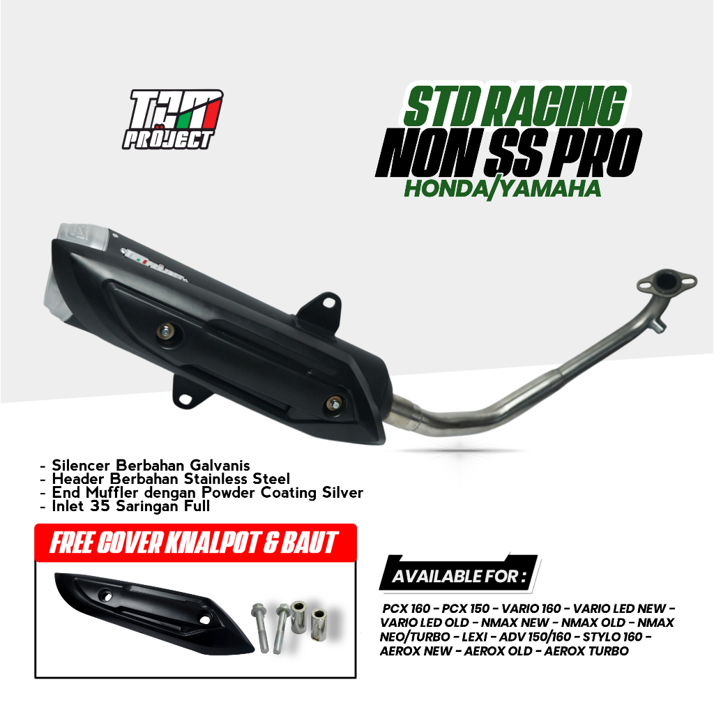 Knalpot TZM Project Racing Honda/Yamaha STD NON SS PRO Full Package Vario Beat Scoopy Nmax Aerox Pcx
