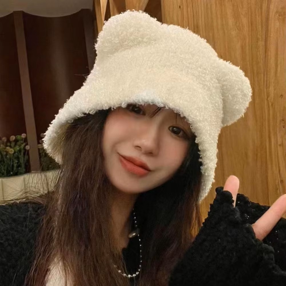 Topi Beanie Telinga Beruang Wanita Musim Gugur Baru, Topi Rajut Musim Dingin, Topi Korea, Kupluk Ana