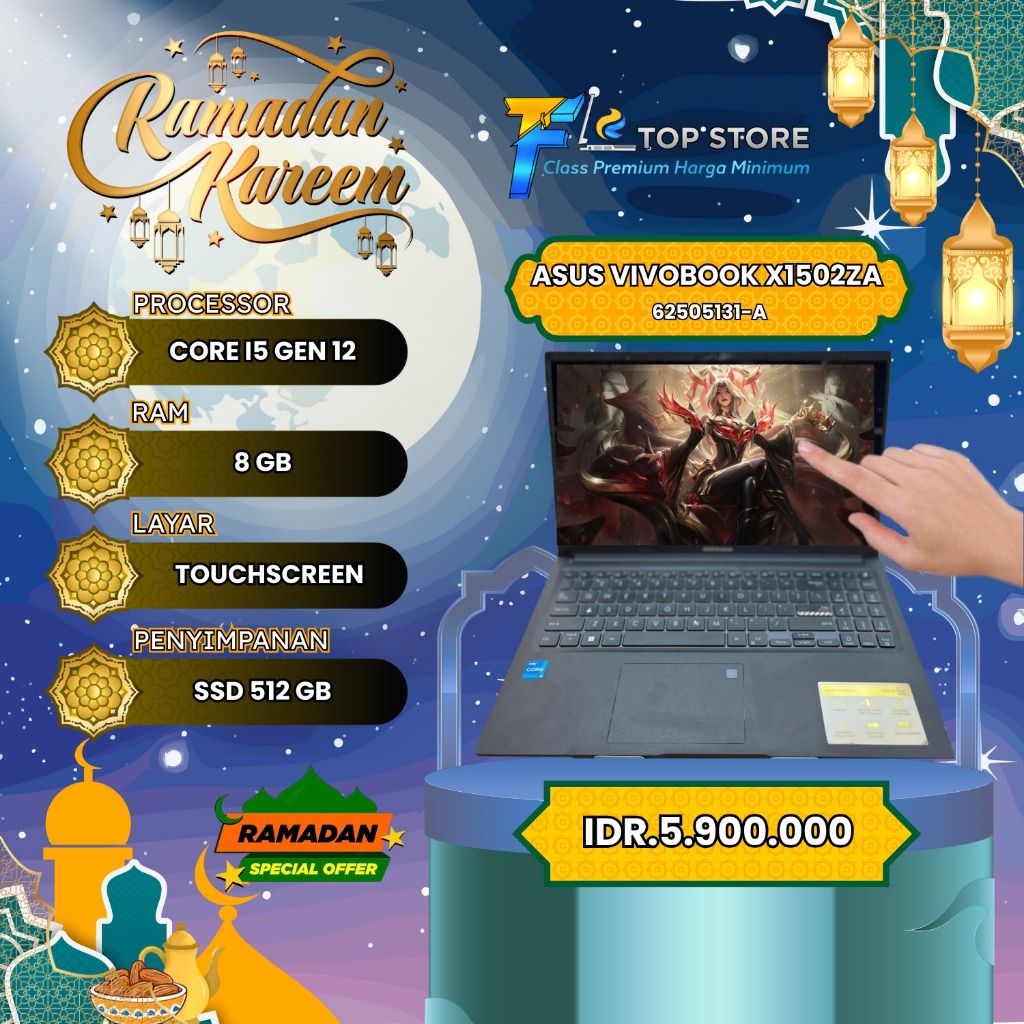 LAPTOP ASUS VIVOBOOK X1502ZA (TOUCHSCREEN) OLED CORE I5 GEN 12 SSD 512/8GB