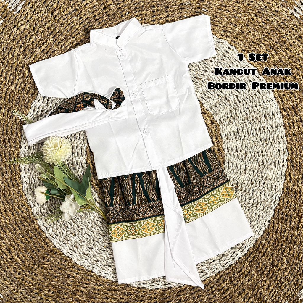 kamen jadi anak laki songket bordir motif set