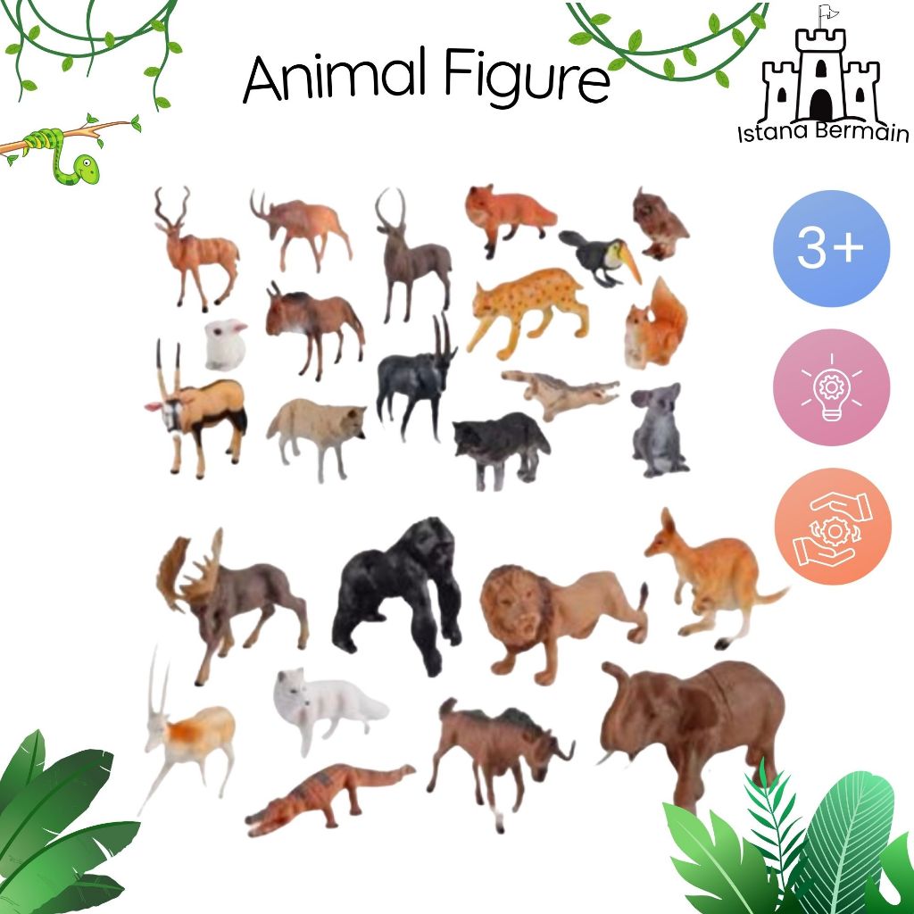 Jungle animal mainan hewan anak figurine animal kangguru rusa