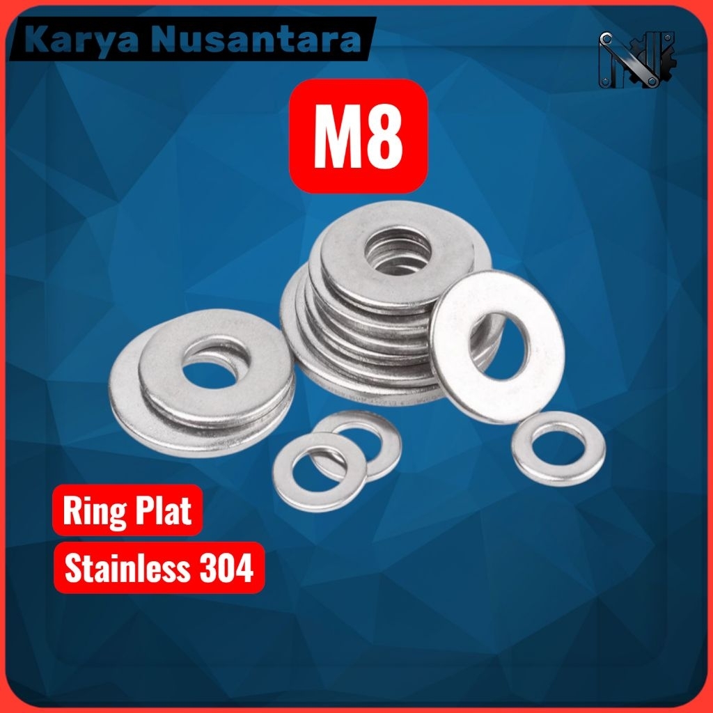Ring Plat M8 / Stainless 304 / washer plated stainless
