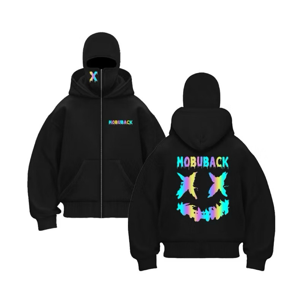 MOTZA Jaket Hoddie Reflektive Bercahaya Unisex Pria San Wanita Boxy