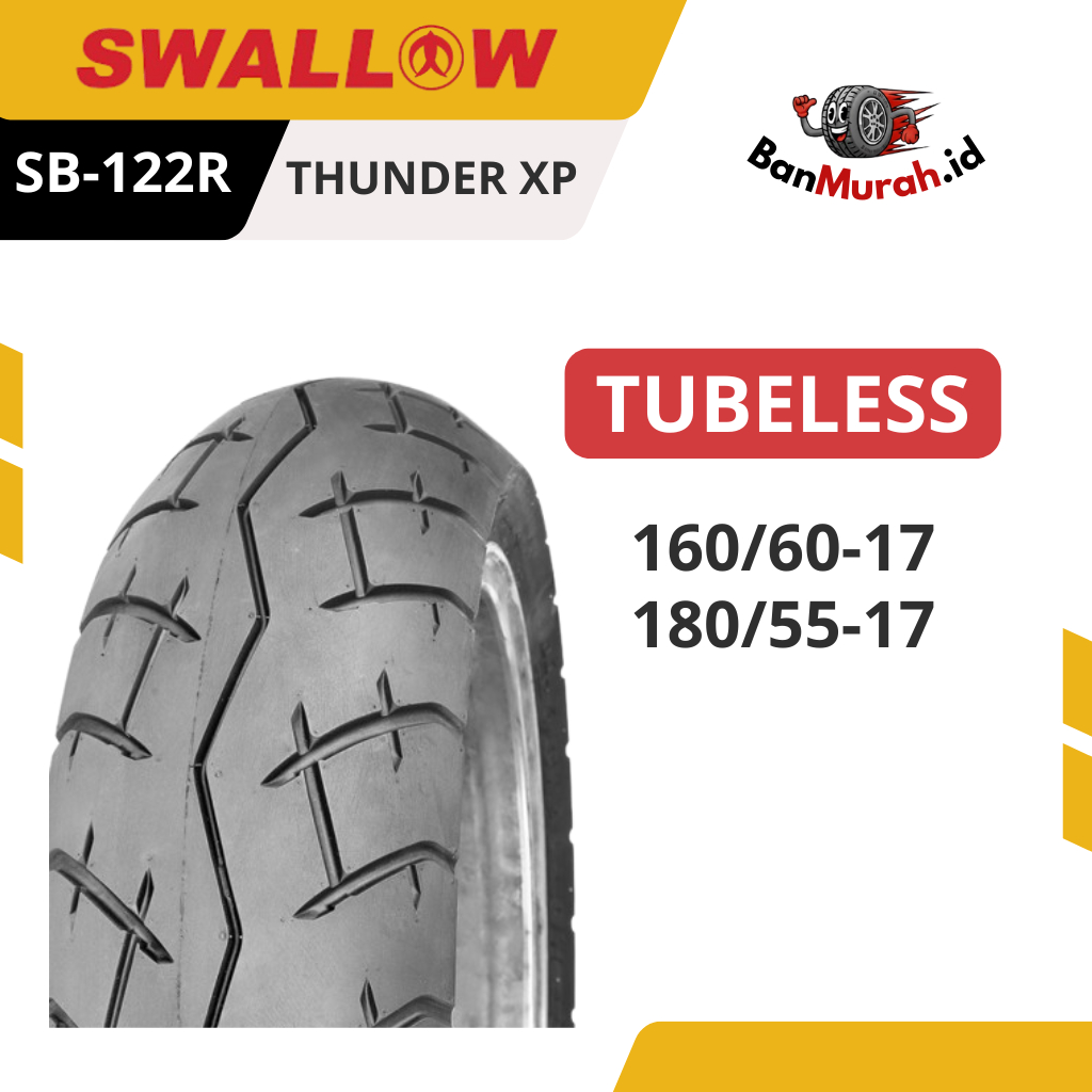 Ban Luar Motor Swallow SB-122 R THUNDER XP Ukuran 160/60 180/55 Ring 17 TUBELESS