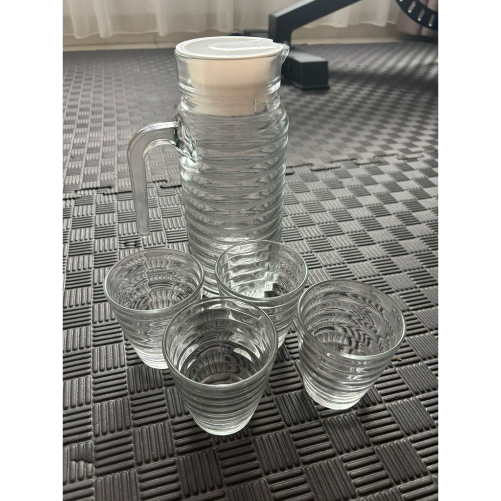 KIG Group Tropical Juice Drink Set - Set Teko Kaca & 4 Gelas Minum Aesthetic / Water Jug Set Kristal