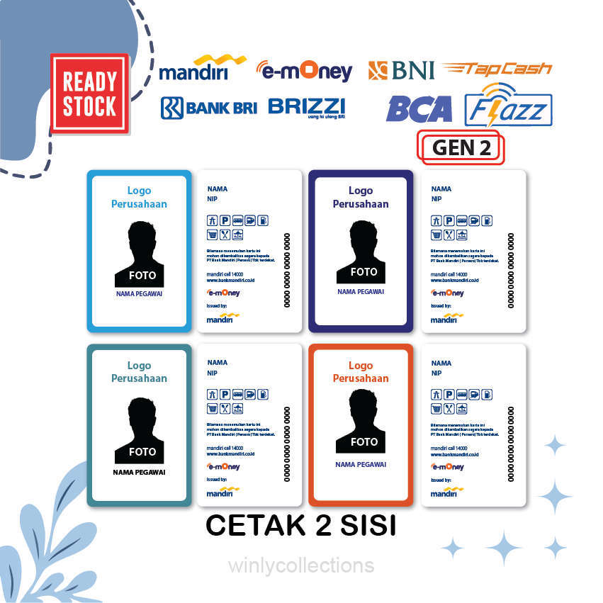 KARTU E MONEY E TOLL NEW ID CARD EMONEY MANDIRI BCA FLAZZ BNI TAPCASH BRI BRIZZI -2 SISI