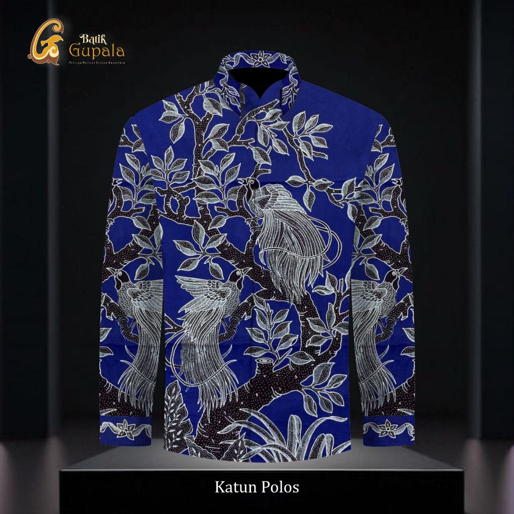 Gupala Batik - Kain Kemeja Batik Tulis Katun Polos - Motif Cendrawasih warna Biru