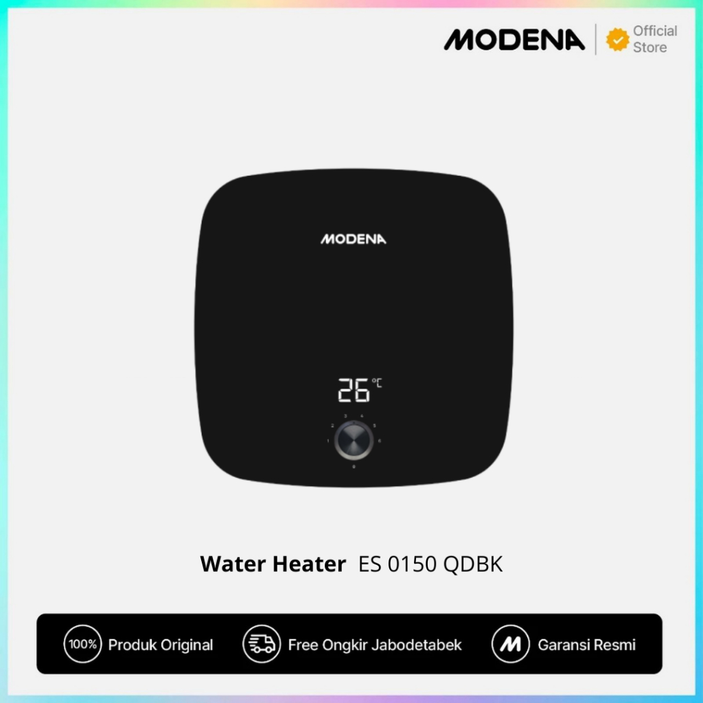 Modena ES 0150 QDBK Water Heater Listrik Pemanas Air 15 Liter Black Onyx