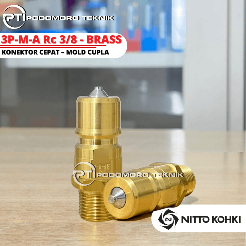 MOLD CUPLA 3P-M-A BRASS - 3 PMA ( RC 3/8 - 3/8 inci ) Male Thread, Nitto Kohki Original // Mold Cupl