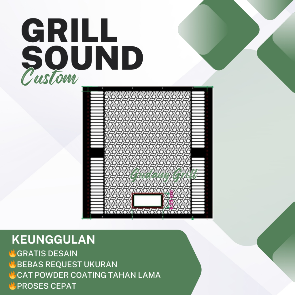 grill sound costum ukuran bebas planar box 12 Inch