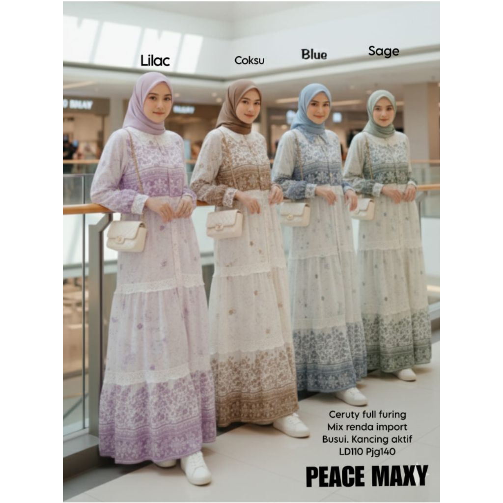 PEACE MAXY STK | Gamis Ceruty | | Maxidress | | Gamis Bunga | | Midi Kekinian |