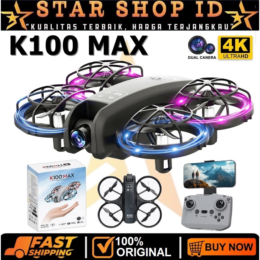 Mini Drone K100 MAX Dual Camera Optical Flow Drone Aerial 360 Flip Vs Drone GT3 Pro / i1 Pro / Hadia