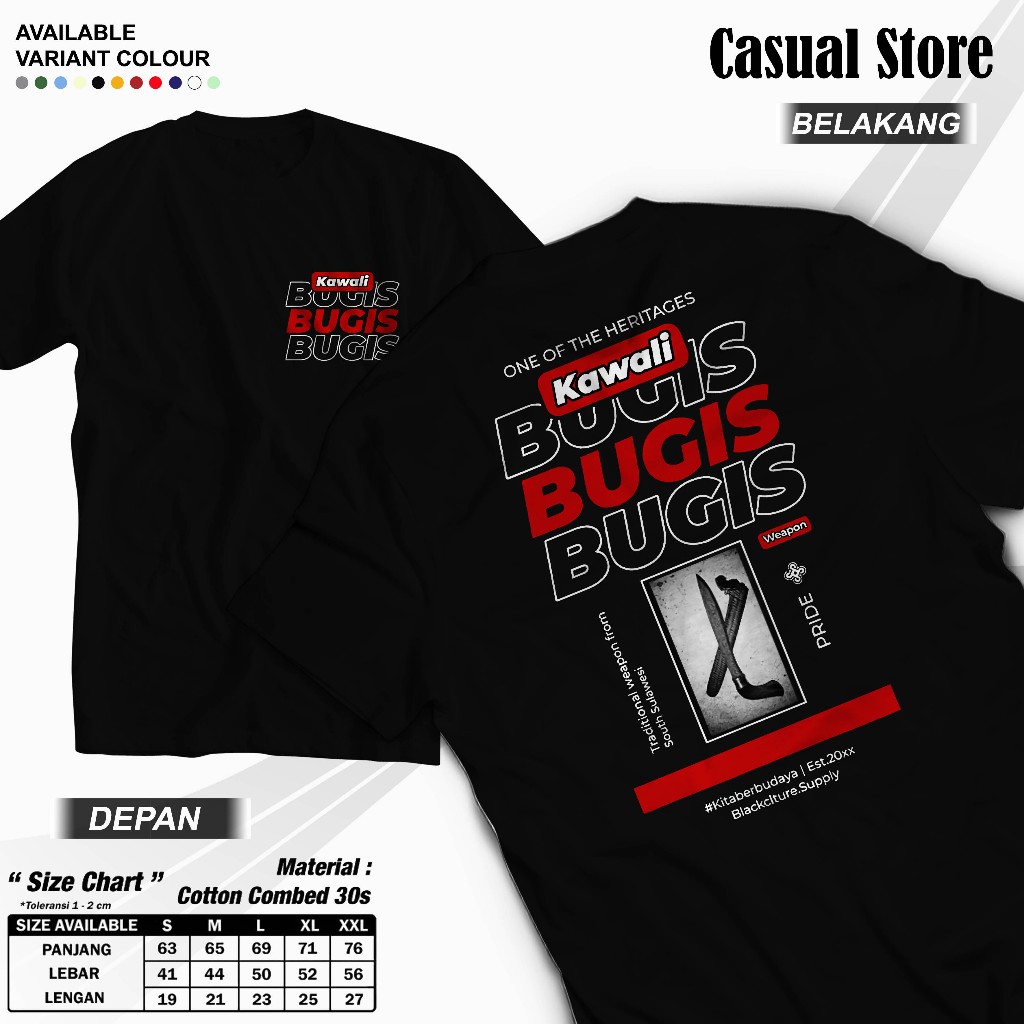 Kaos Budaya Edisi Kawali | Kaos Makassar | Baju Bugis | Cotton Combed 30s