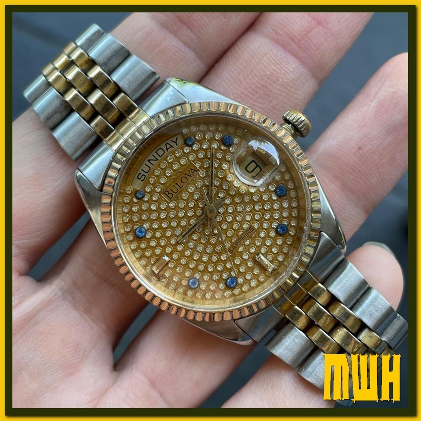 MWH Bulova president cristal dial automatic jam tangan pria