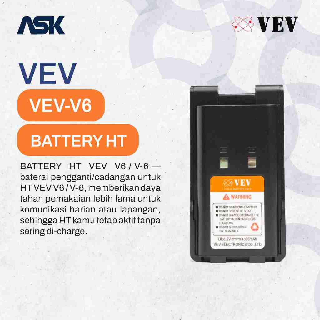 Battery Handy Talky V6 VEV / Baterai HT V-6 VEV
