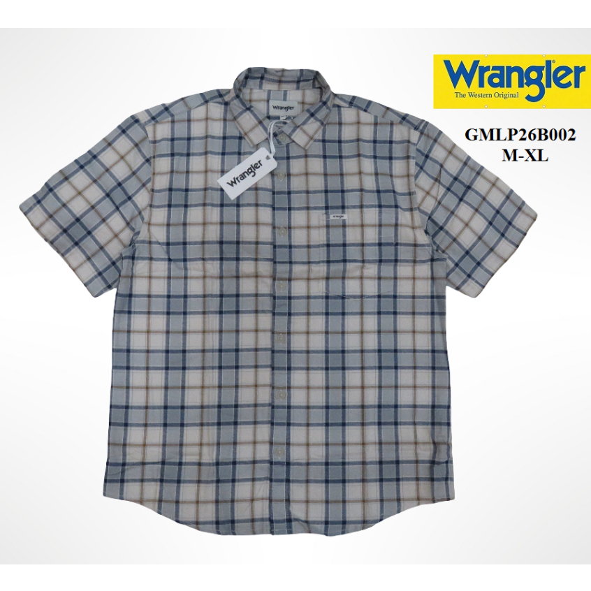 KEMEJA FLANEL PRIA LENGAN PENDEK PRIA REGULAR FIT BRAND ORI MEREK WRANGLER ART:  3SSREGMLP26B002  PR