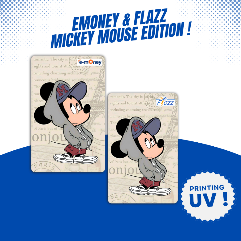 Kartu E-toll Emoney Flazz Edisi Mickey Mouse Disney - Etoll Mandiri BCA Gen 2 Support NFC