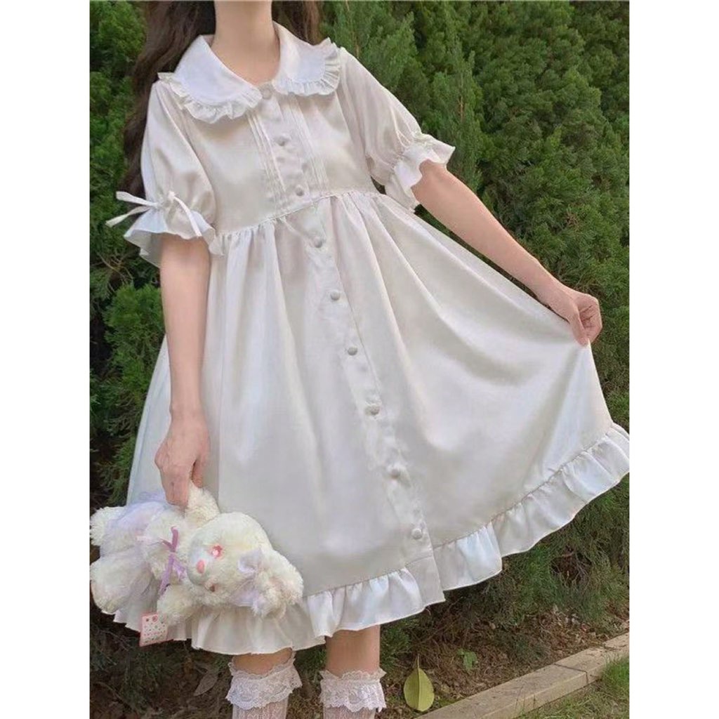 Adele Rosette Dress babydoll dress peterpan collar